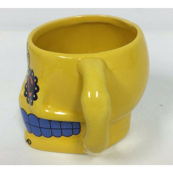 Day Of The Dead Skull Ceramic Coffee Cup Mug 11 Oz Yellow Skeleton Halloween - Picture 2 of 6